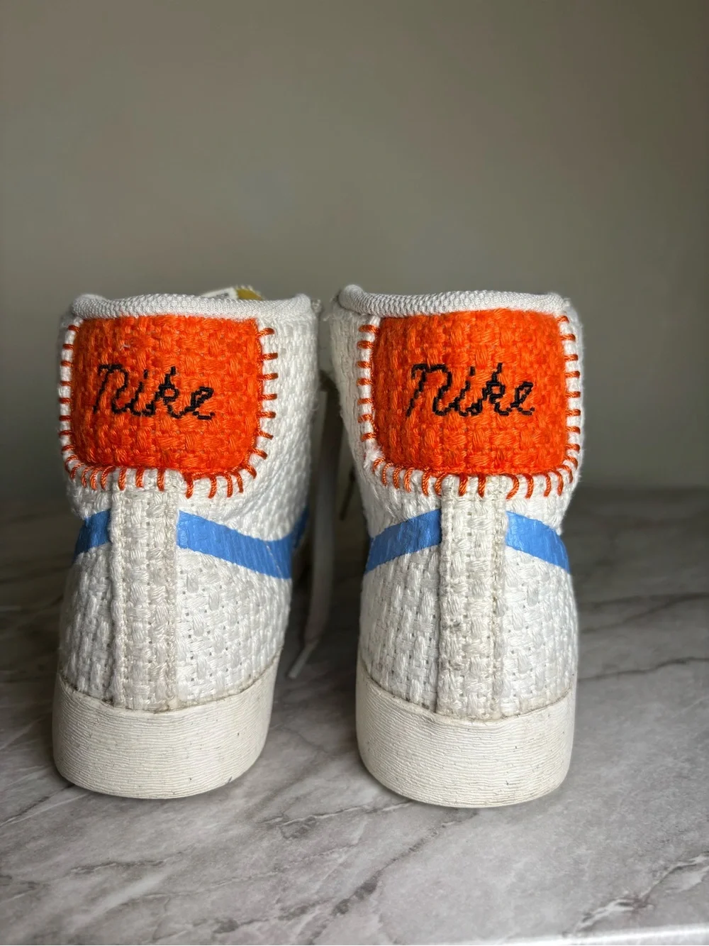 Nike Blazer '77 Mid Top Lace-Up Sneakers White Blue Orange DV2173-100 size 8